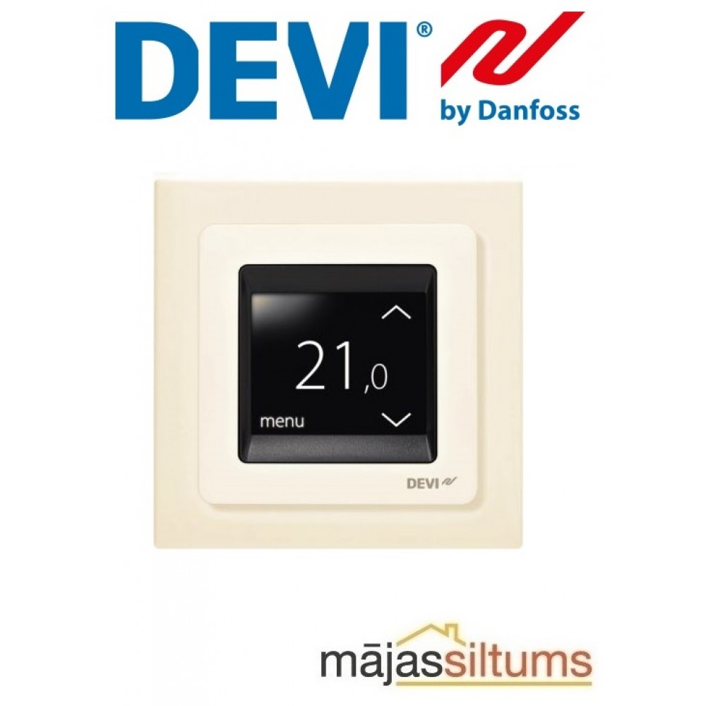 Zemapmetuma termoregulators DEVIreg™ Touch, +5...+45 °C, grīdas +telpas sensors, 16 A, Ziloņkaula krāsā