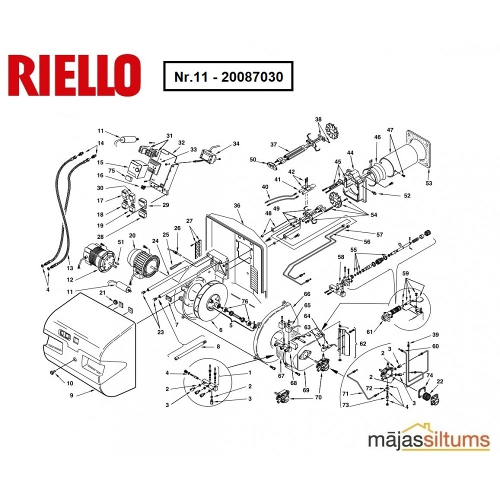 Kondensators elektromotoram degli Riello (jaunias kods 20087030)